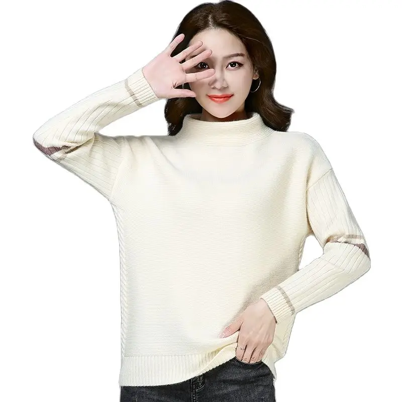 Semi-high-collar sweater women 2021 new autumn and winter Pullover thickened woolen Korean version loose cashmere underpinning