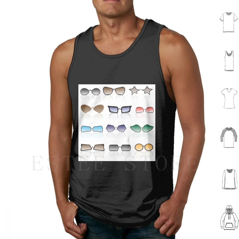 

Набор очков, майка, жилет, без рукавов, солнцезащитные очки, изолированные очки, смотрите белые, мужские графические очки, старые Пластиковые