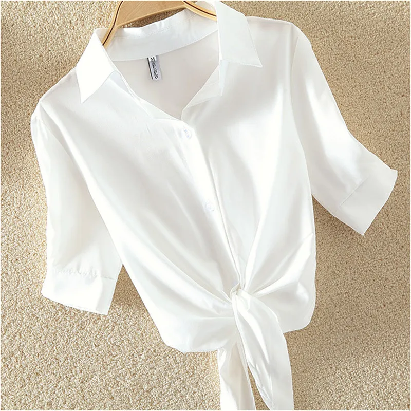 

Short Blusas Casual 100% Shirt Blouse Cotton Tops Womens And Blouses Loose White Shirts Women Sleeve New Holiday Summer Blouses