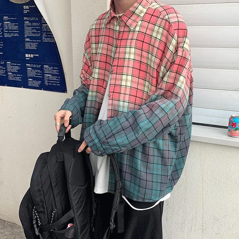 Рубашка DB60ST мужская с длинным рукавом модная повседневная в клетку хлопковая