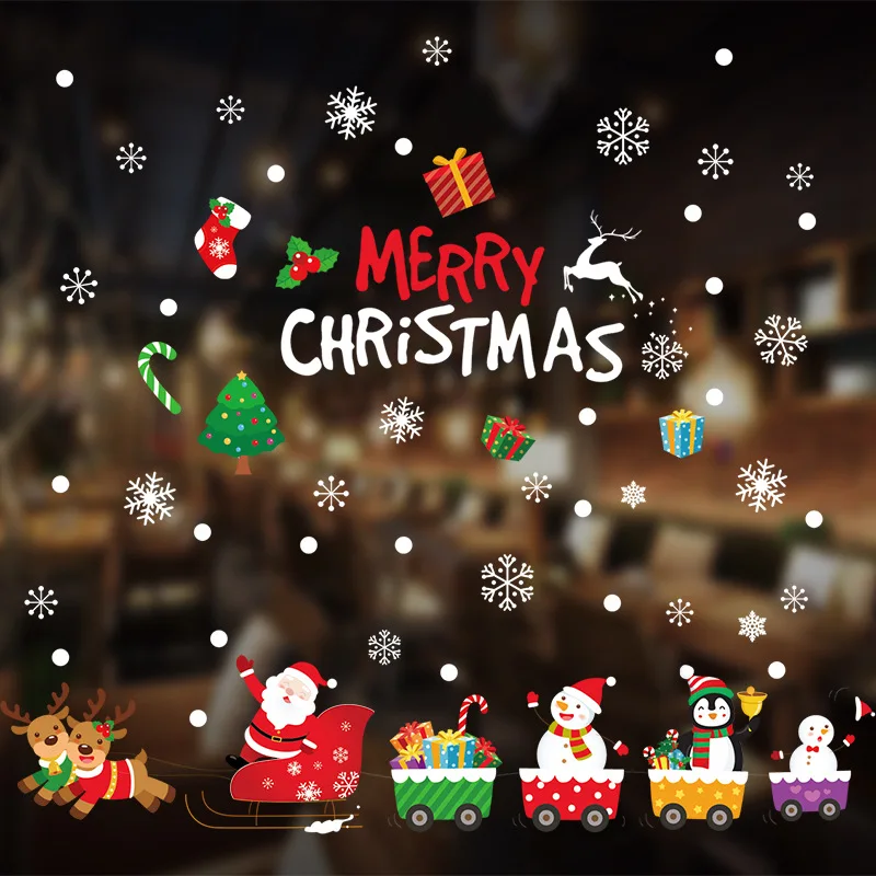 SR 7 Navidad, сделай сам, оконная пленка, Рождественская наклейка, украшение на Хэллоуин, оконная наклейка, рождественские украшения, ПВХ, новогоднее стекло, Мура - Цвет: SR 7