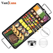 Electric Barbecue Grill Teppanyaki Grills Barbecue Furnace Portable Electric Grill BBQ with Barbecue Nonstick Plate Griddle
