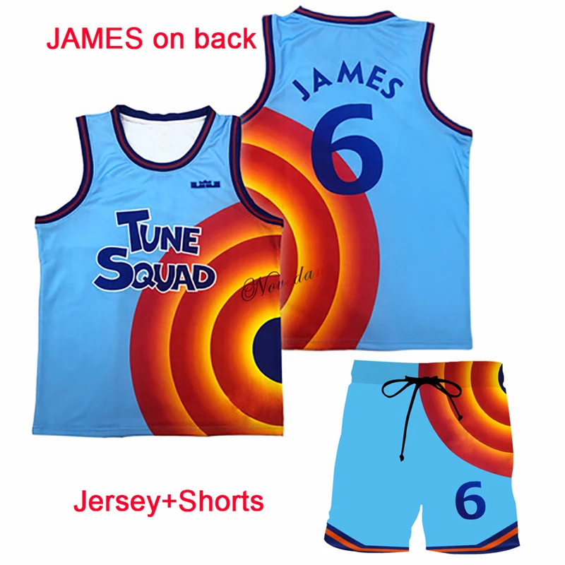 space jam jersey kids men cosplay tune squad 6 james basketball uniform a new legacy sportswear t shirt shorts costume set free global shipping
