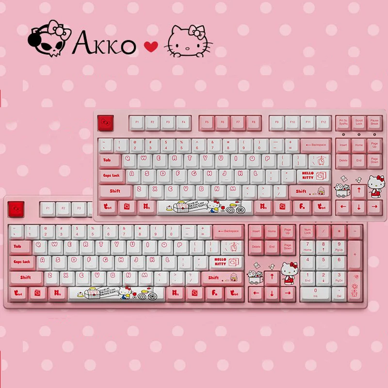 

Оригинальная Проводная Механическая игровая клавиатура Akko Pink Kitty Cat для девочек с переключателем 87 100 клавиш раскладка клавиши Pbt