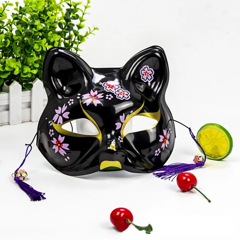 

2020 Unisex Japanese Fox Mask With Tassels&Bell Non-toxic Cosplay Hand Painted 3D Fox Mask Costumes Props Accessories