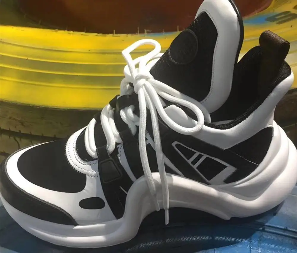 white sole Женские повседневные кроссовки на шнуровке; Разноцветные платформы; женские криперы; модная дышащая обувь; женская прогулочная обувь; спортивная обувь - Цвет: white sole
