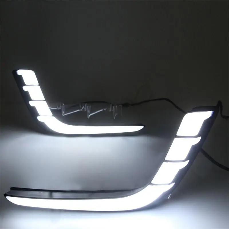 Car Flashing LED DRL Daytime Running Lights with Yellow Turning Signal fog lamp cover fit For Suzuki Swift 2013 2014 2015 2016 | Автомобили
