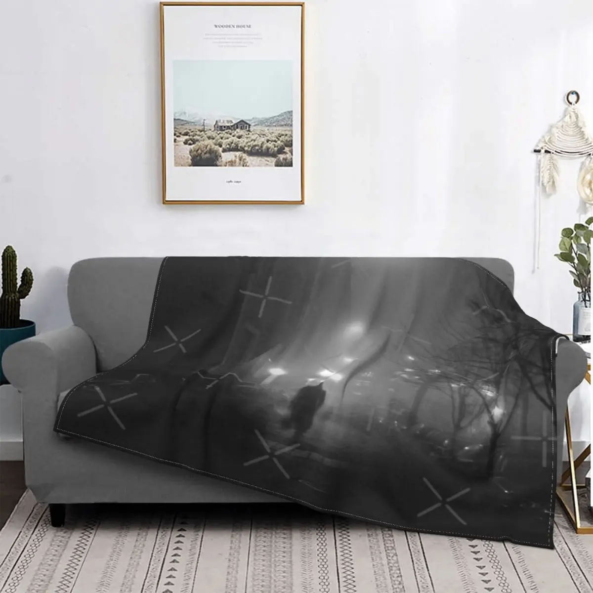 

Fog Noir-colcha a cuadros para cama, manta de lana de 90, Edredon