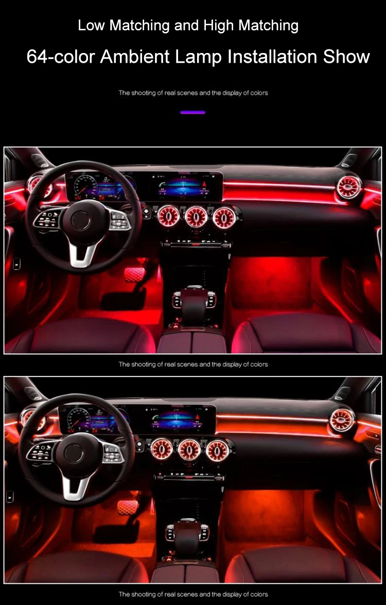 5Pcs Air Vent Led Ambient Light Turbine Outlets Lamp 64 Color For Mercedes-Benz