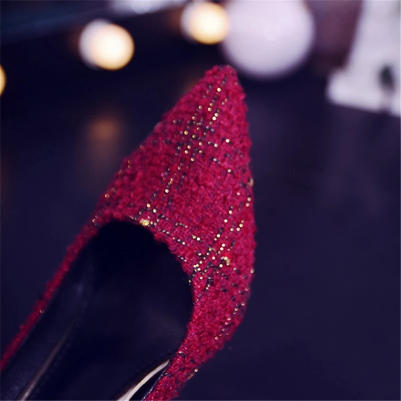 Туфли-лодочки Женская свадебная обувь Пикантная на высоком каблуке 8 см со