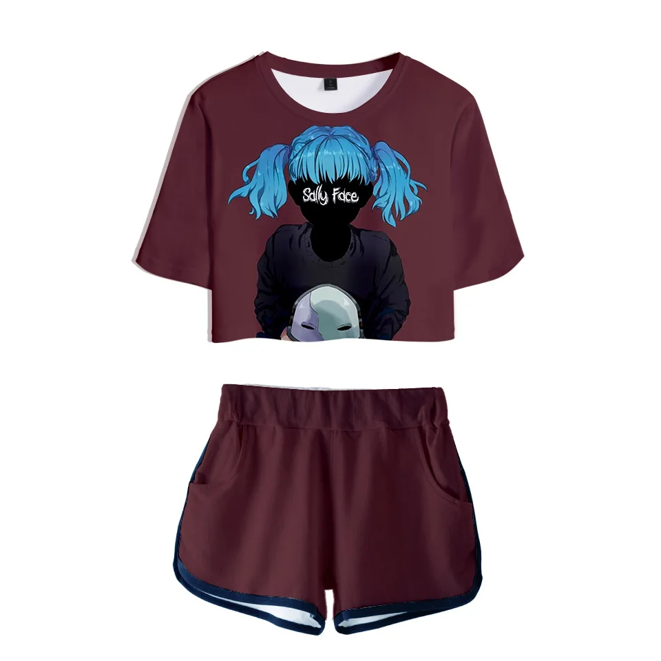 Женский комплект из двух предметов шорты и футболка с 3D принтом в стиле Харадзюку