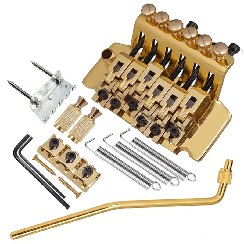 

A Set Of Gold Tremolo Bridge Double Locking Systyem Pulled Guitar Strings Bridge Electric Guitar Bridge Guitar Accessories