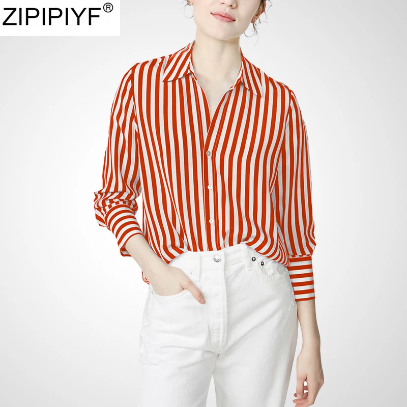 Summer Women Striped Blouse Shirt Long Sleeve Blouse Shirts Casual Tops Blouse Turn down Collar Femme Blusas Mujer de Moda 2020