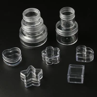 transparent plastic jewelry bead storage boxes round star heart container jars make up organizer bead gems case 4pcslot