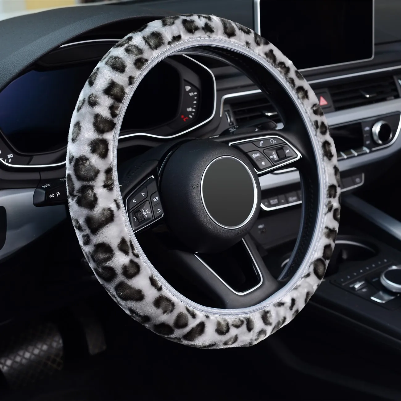 

Леопардовый мягкий искусственный мех универсальный чехол рулевого колеса автомобиля протектор автомобиля универсальные аксессуары для с...