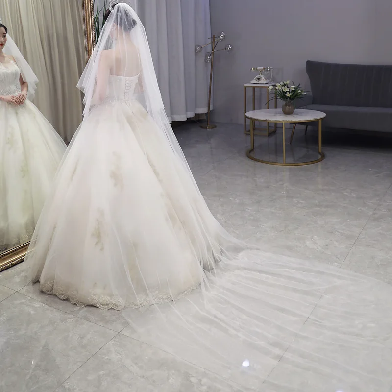 Фата свадебная с гребнем Тюлевая длиной 3 метра для невесты