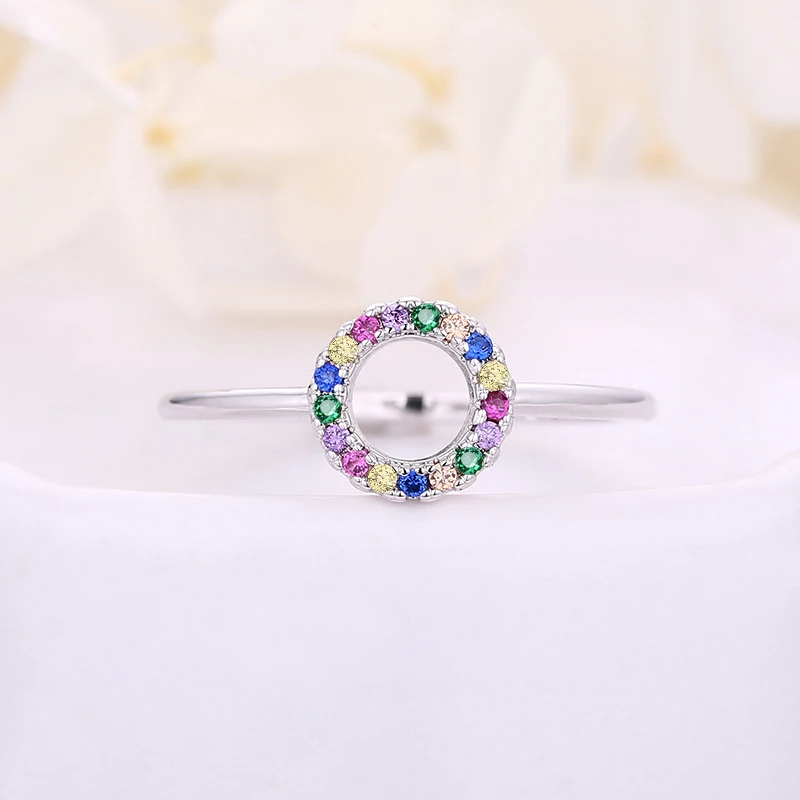 Женское серебряное кольцо PHOEBEJEWEL обручальные кольца с разноцветными Фианитами