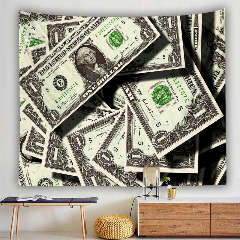 

A Lot of U.S. Dollars Printing Background Map Tapestry Custom Wall Painting Carpet Home Life Decorations Who Buys Gets Rich