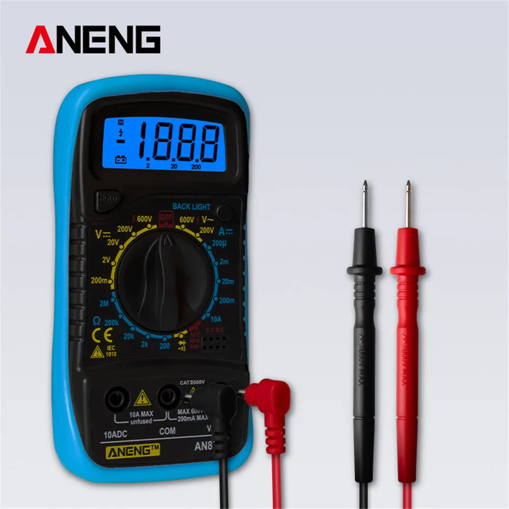 ANENG AN830L Ручной цифровой мультиметр с ЖК-подсветкой Портативный AC/DC амперметр вольтметр тестер напряжения метр Multimetro