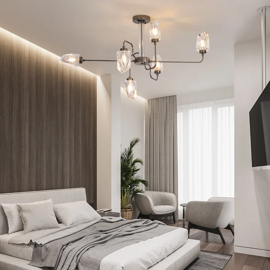 

Luxury Crystal Copper Chandelier Post Modern Iron Art Ceiling Hanging Lights Living Room Bedroom Chandeliers Lighting Fixtures