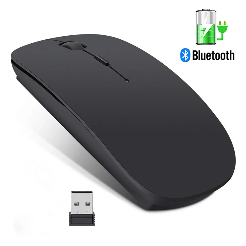 

Беспроводная мышь, Bluetooth мышка для компьютера, бесшумная, аккумуляторная эргономичная мышь 2,4 ГГц, USB оптические мыши для ноутбука, ПК