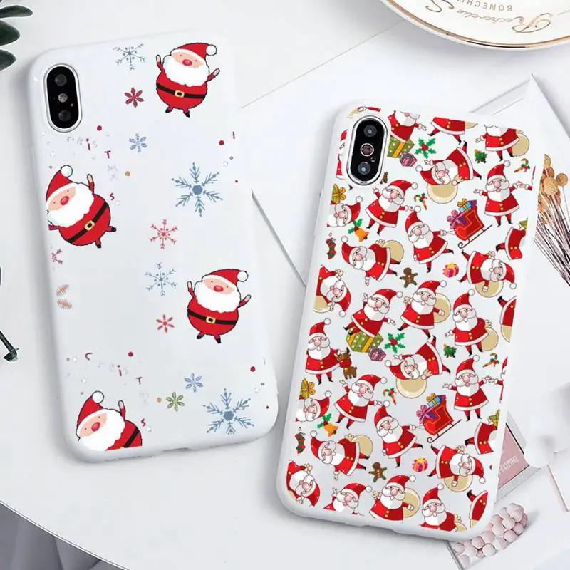 

Merry Christmas snowman elk Phone Case Candy Color for iPhone 6 7 8 11 12 s mini pro X XS XR MAX Plus