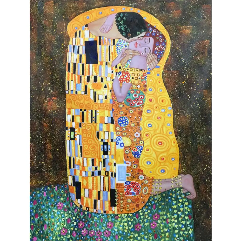 Декоративное искусство поцелуй Густава Климта Масляные картины на холсте Ручная