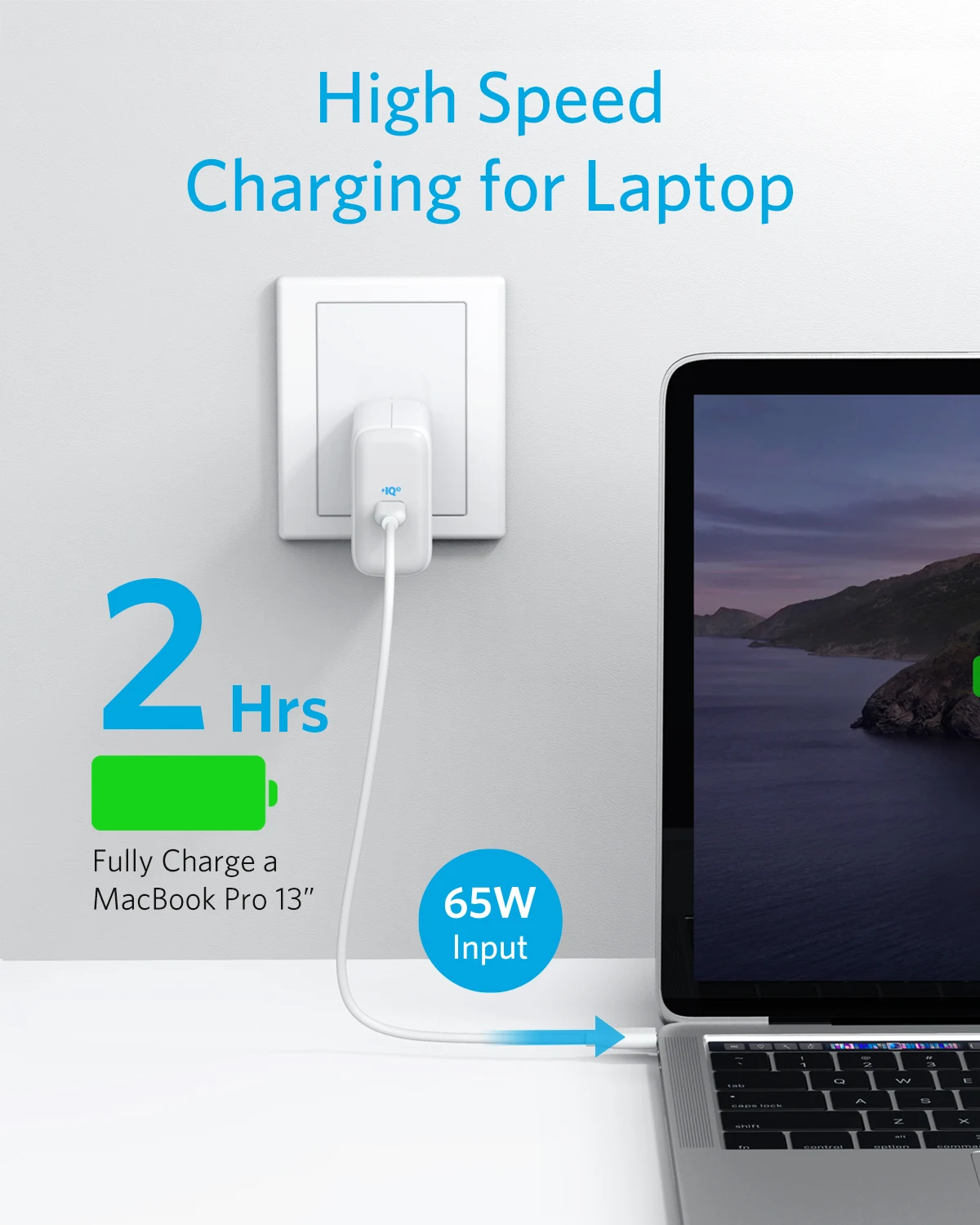 Зарядное устройство USB C зарядное Anker 65 Вт PIQ 3 0 Type-C PowerPort III с вилками стандарта