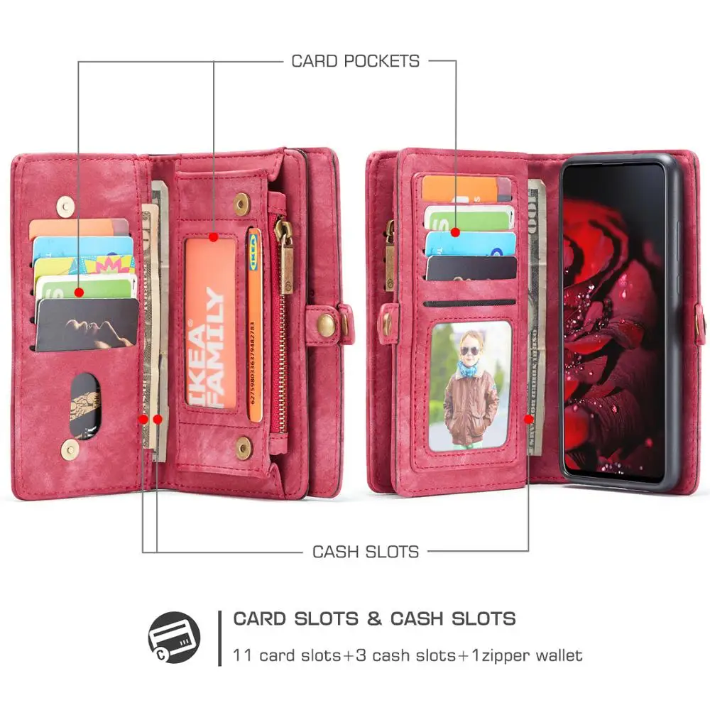 For Samsung Galaxy A71 Case Cover Folio Zipper Detachable Leather Wallet Case for Samsung A71 A70 A40 S10 A72 A52 A51 Coque Capa