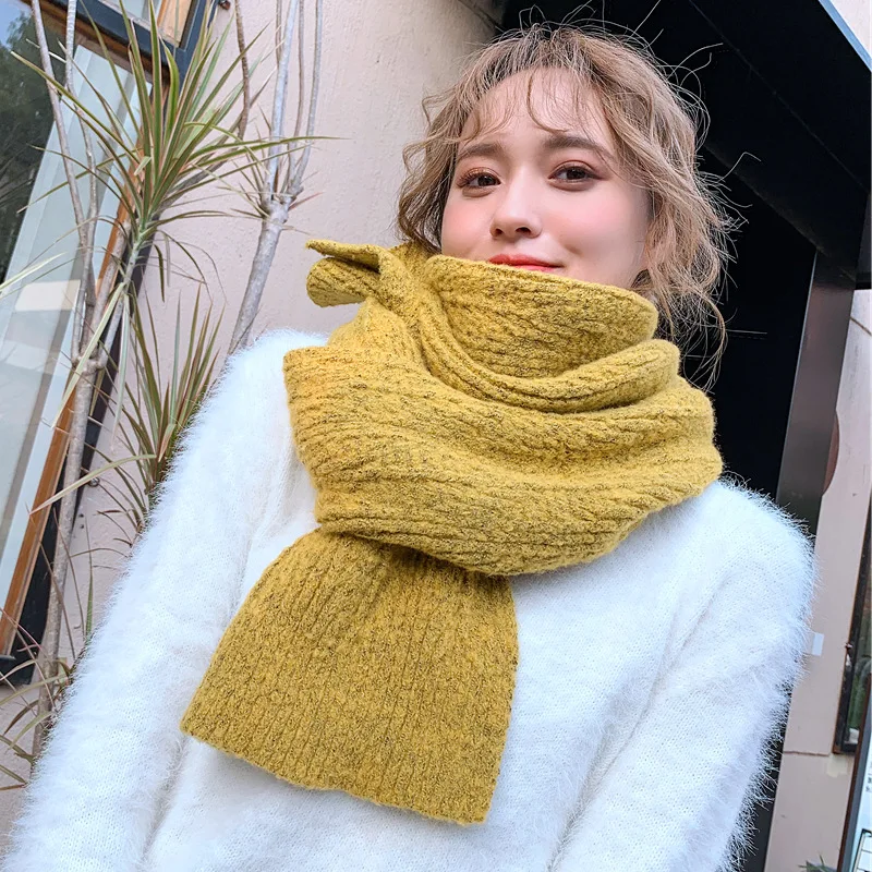 

Soft Thick Winter Warm Orange Female Scarf Solid Knitted Women Scarves Foulard Femme Winter Warm Woman's Accesories