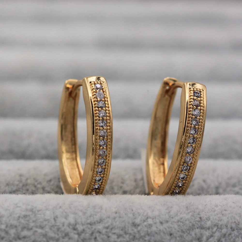 

18K Trendy Gold Plated Copper Round Hoop Earrings Green Red Zirconia For Women Fashion Jewelry Accessories Wedding Anniversary