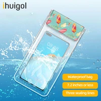 ihuigol 7 2 inch waterproof phone bag for iphone 11 7 8 xr huawei p30 p20 xiaomi pvc phone case full view underwater phone cover