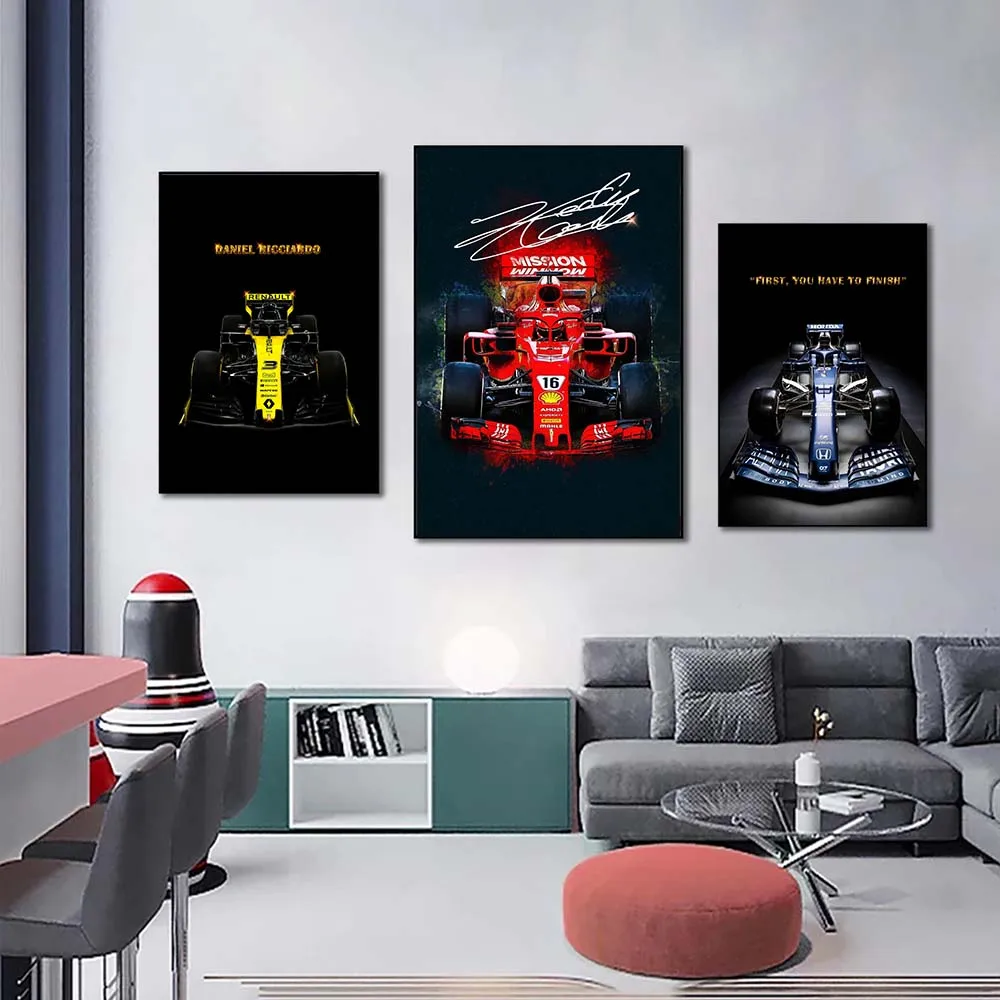 

Racing Car Poster F1 Race Cars Wall Art Canvas Painting Vehicle Prints Formula Raceway Racing Sports Home Living Room Bar Decor