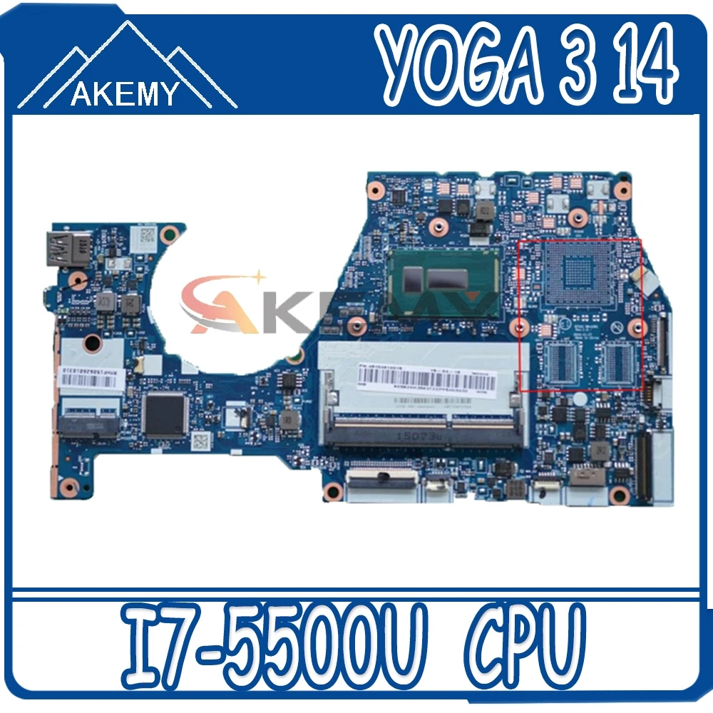 

Для Lenovo YOGA3-14 YOGA 3 14 ноутбук материнская плата 5B20H35602 5B20H35614 NM-A381 с SR23W I7-5500U 2,4 ГГц процессор