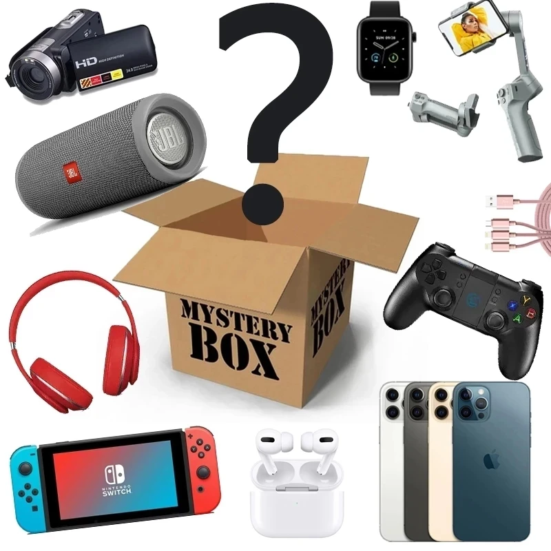 

Самая популярная коробка Lucky Mystery 100%, сюрприз, высококачественный подарок, электронные геймпады, цифровые камеры, рождественский подарок, но...