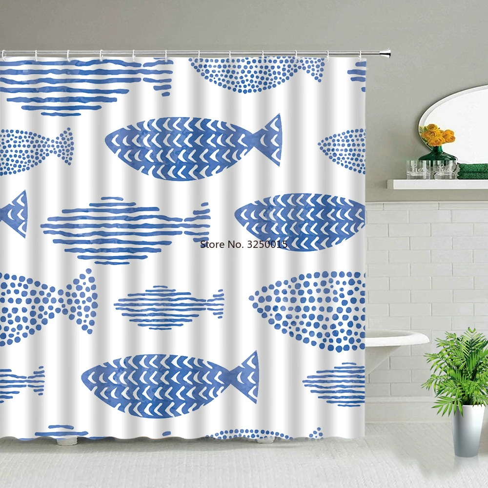 Цветные занавески для душа с изображением рыб акул океан жизнь детей ванной