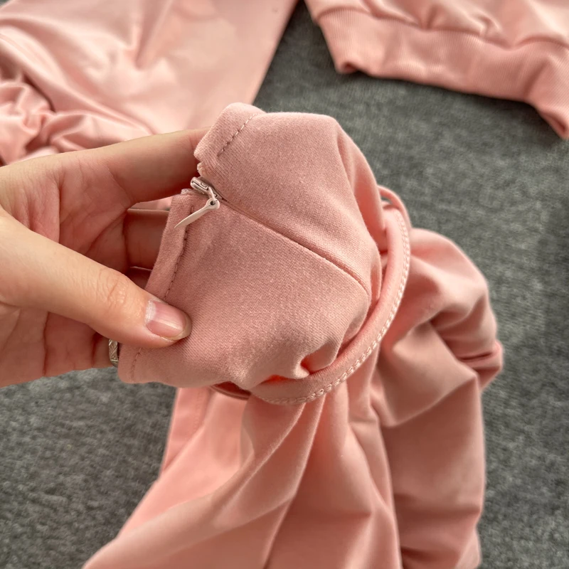 

2021 Women's Autumn New Long Sleeve Hooded Cardigan Top Ladies Fashion Casual Solid Color Pantskirt Loose Simple Two-Piece Suit