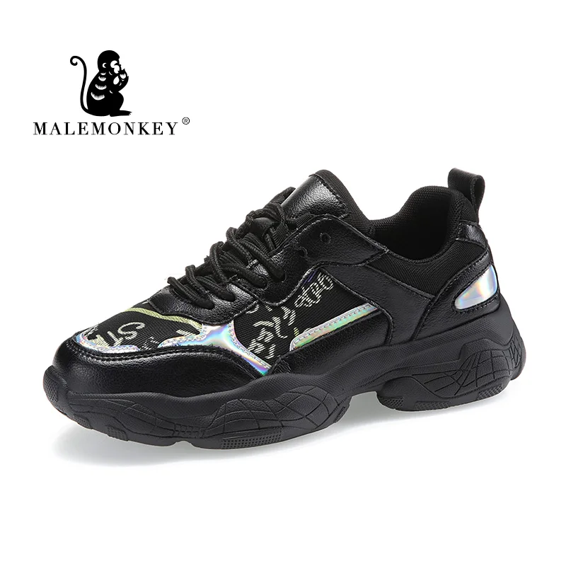 Женские кроссовки на платформе удобные дышащие плоской подошве со шнуровкой и