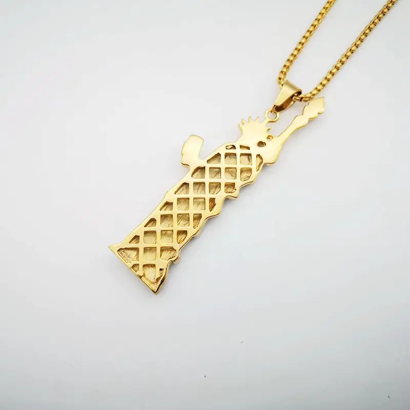 2019 новый золотой цвет полный стразы американская Статуя Свободы кулон ожерелье