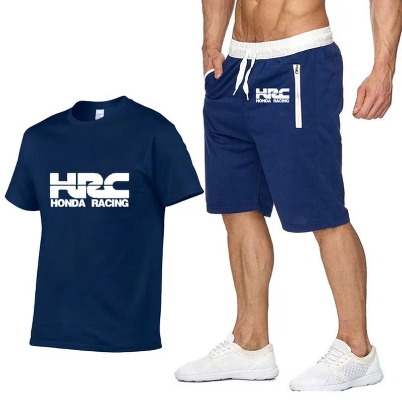 

2021 Mens Short sleeve HRC race motorcycle Summer T Shirt Hip Hop T-Shirt high quality Cotton T Shirts pants suit Sportswear