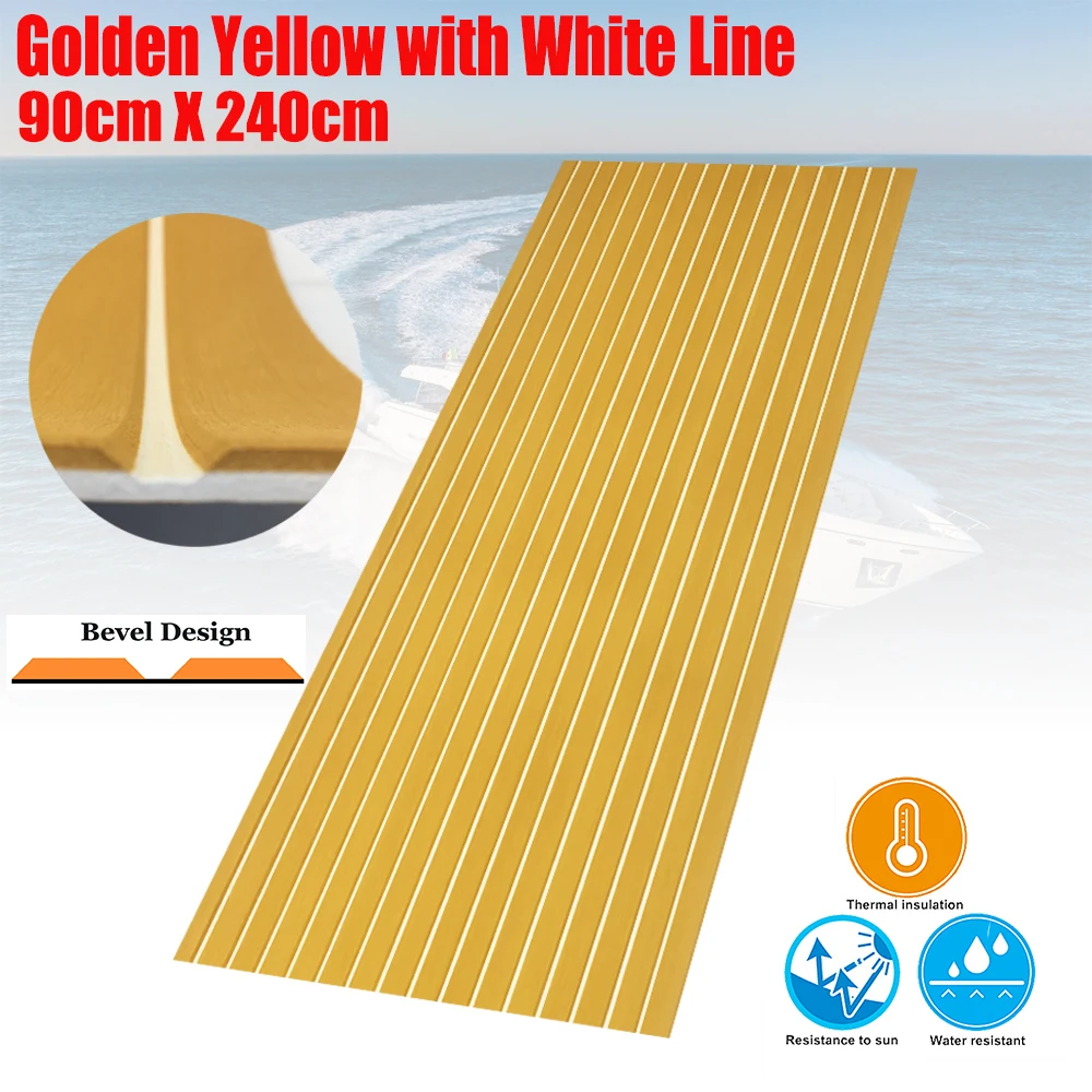

EVA Foam Teak Decking Sheet For Boat Yacht Marine Flooring Carpet Mat With Bevel 90cm240cm/35.4"94.5" Yellow Brown Accessories