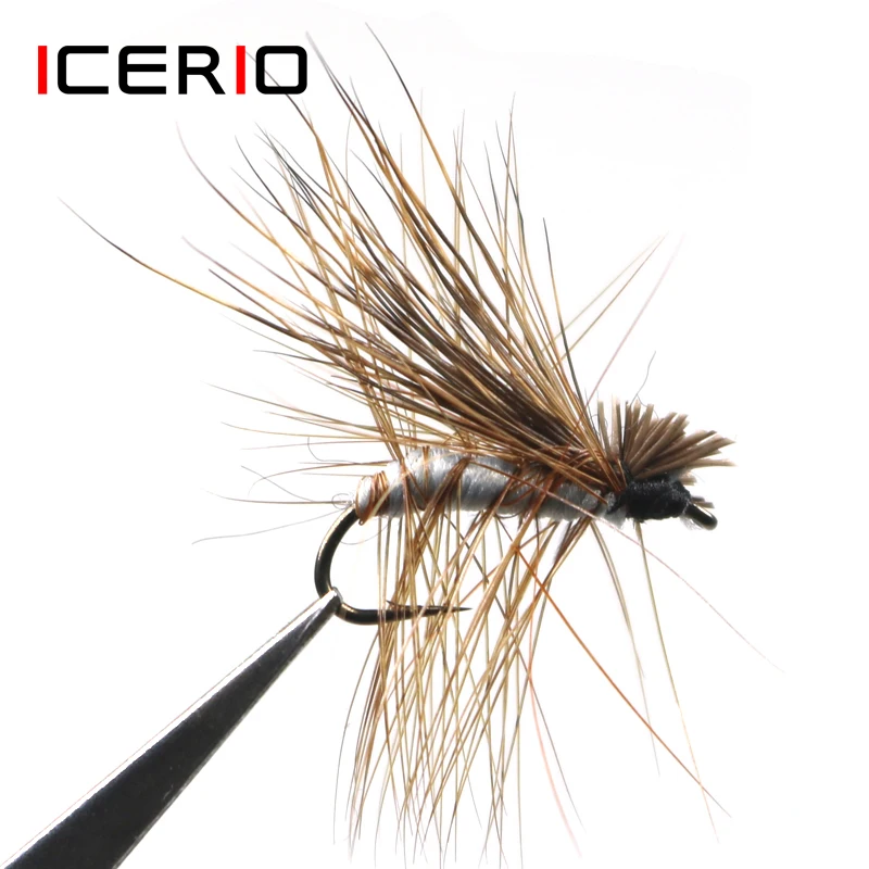 ICERIO 8 шт. лосиные волосы Caddis для ловли форели сухие мухи № 14 Нахлыстовые приманки |