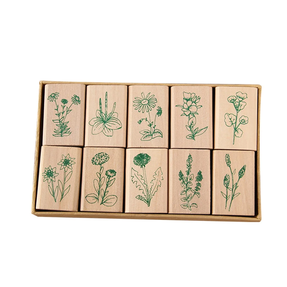 

10pcs/lot Wooden Rubber Stamps Floral Pattern for Pottery Craft Designer Diy Clay Jewelry Flowers Pattern Texture Emboss Tools