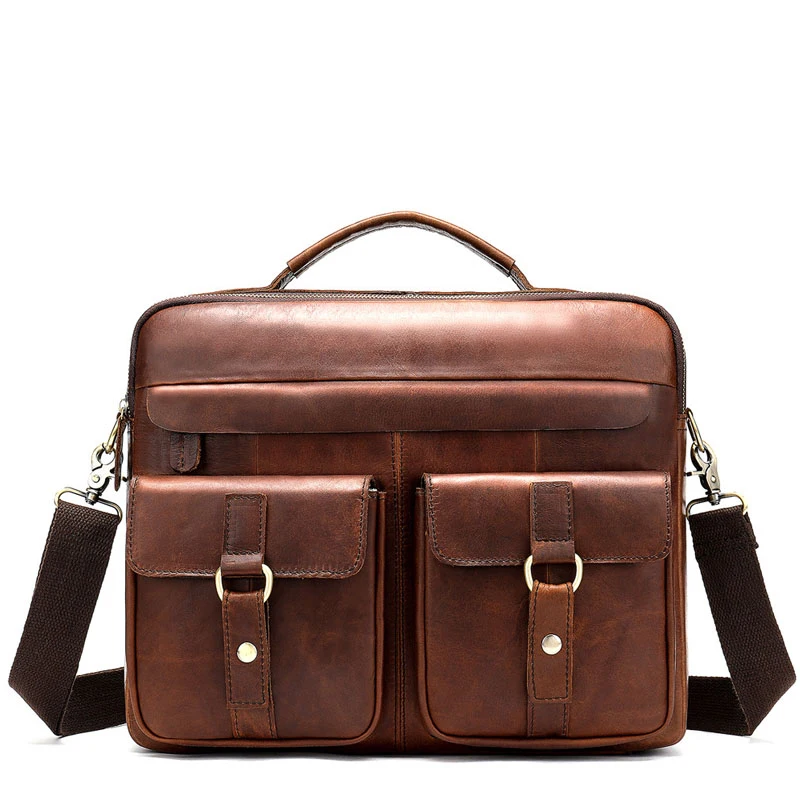 

2021 натуральная кожа Портфели сумка с несколькими карманами, 14 дюймов Сумка через плечо для ноутбука Для мужчин документ Для мужчин t чехол д...