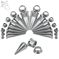 zs 1 pair 3 in 1 stainless steel screwed tunnel and plug double flared ear taper 2 18mm flesh stretching kit expander ear gauges