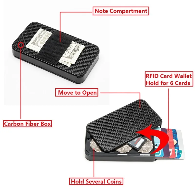 BISI GORO углеродного волокна смарт чехол портмоне с функцией блокировки RFID