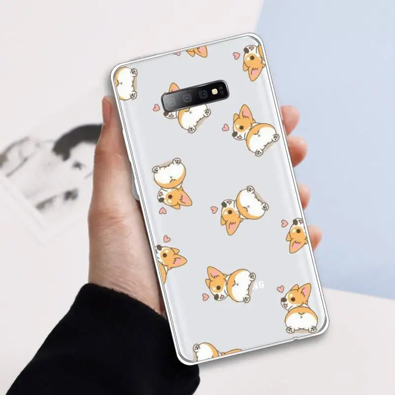 

Cute Corgi Butt Animal Puppy luxury Phone Case capa Transparent For Samsung Galaxy A 71 21s S note 8 9 10 plus 20 ultra