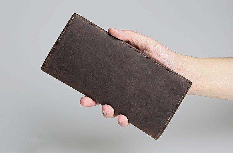 Длинный кошелек из кожи Крейзи Хорс мужской натуральной в стиле ретро модный