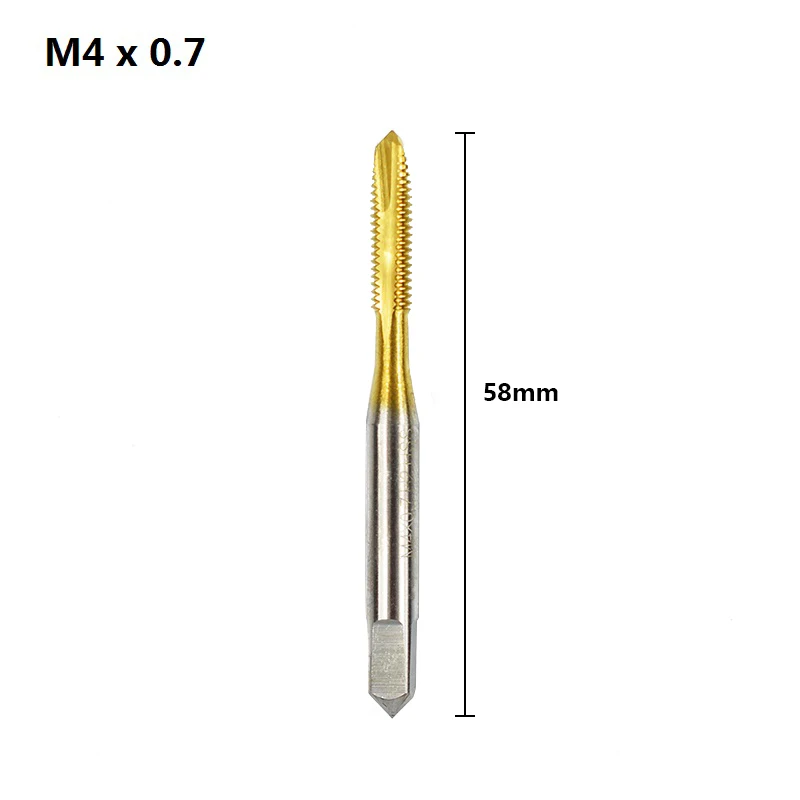 1 шт. HSS M2/M2.5/M3/M3.5/M4/M5/M6/M8 винтовой кран титановое покрытие сверло метрический ручной кран Прямой Флейта Резьба Кран - Цвет: M4x0.7