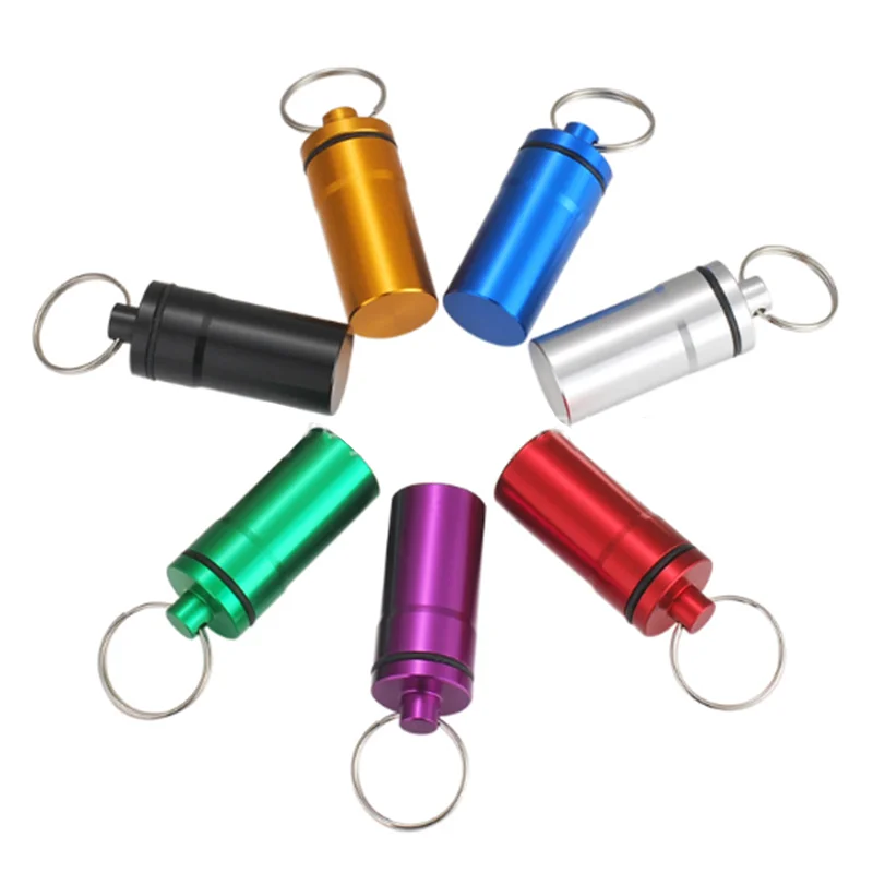 

1PCS Portable Travel Pill Medicine Box Case Waterproof Container Keychain Tools Capsule Bottle Key Ring Chain Medicine Box